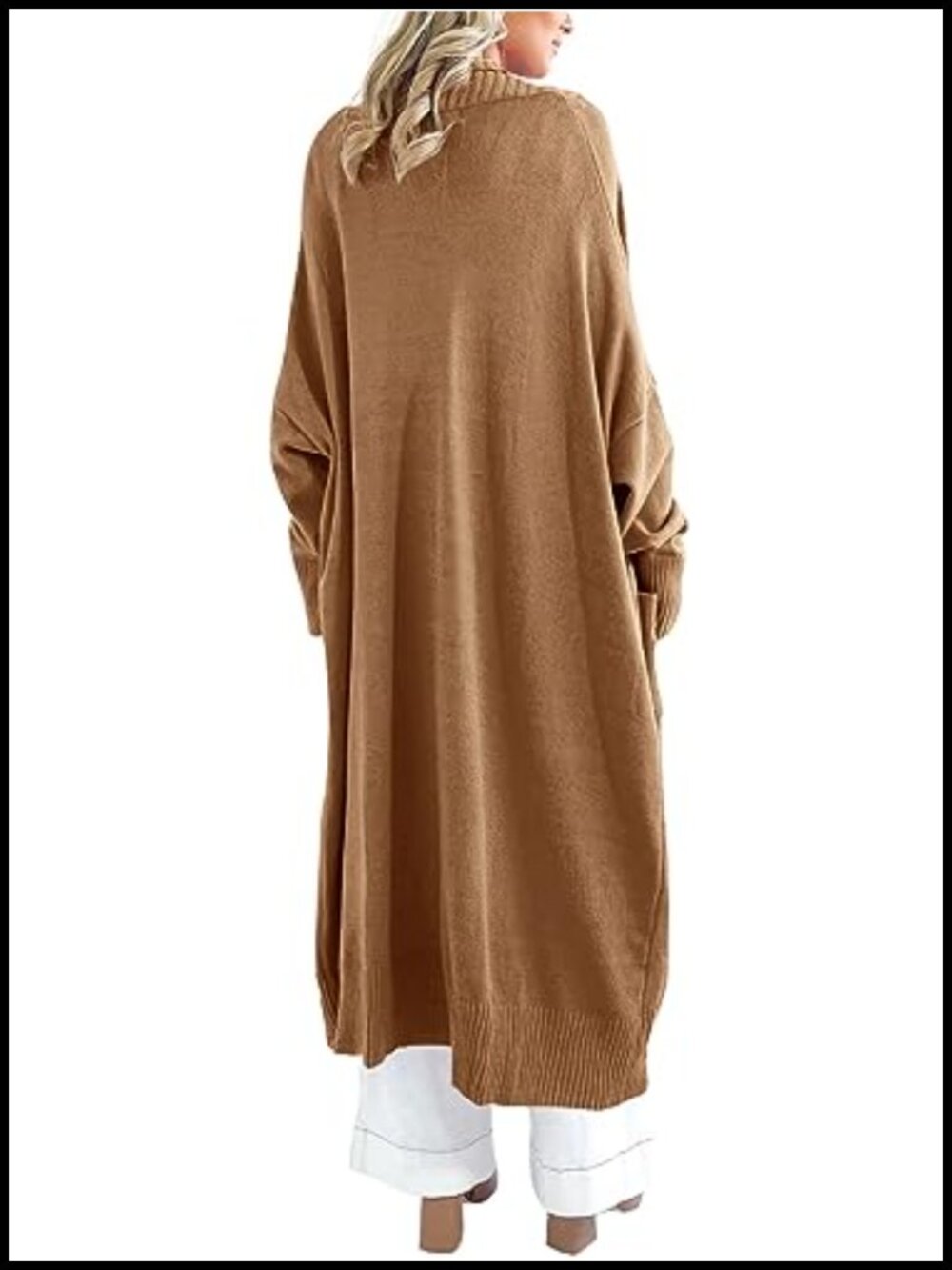 Chunky Knit Open Front Duster Cardigan with Pockets - Picture 3 of 6